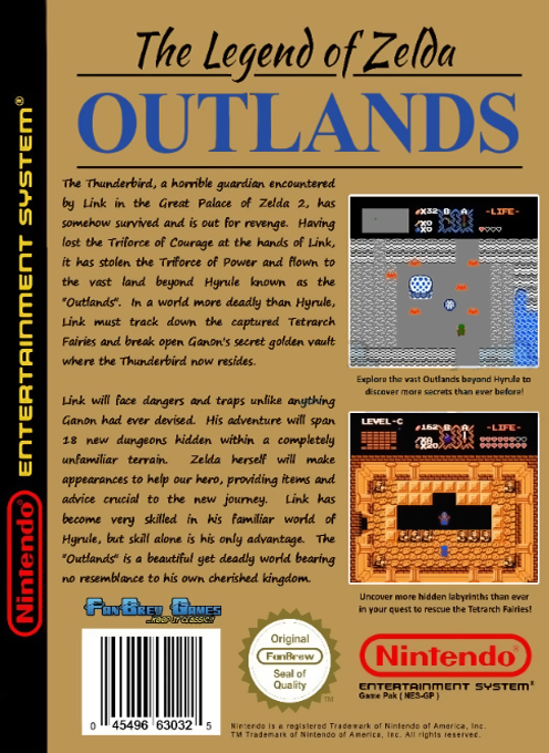 The Legend of Zelda : Outlands (Hack) — Box back